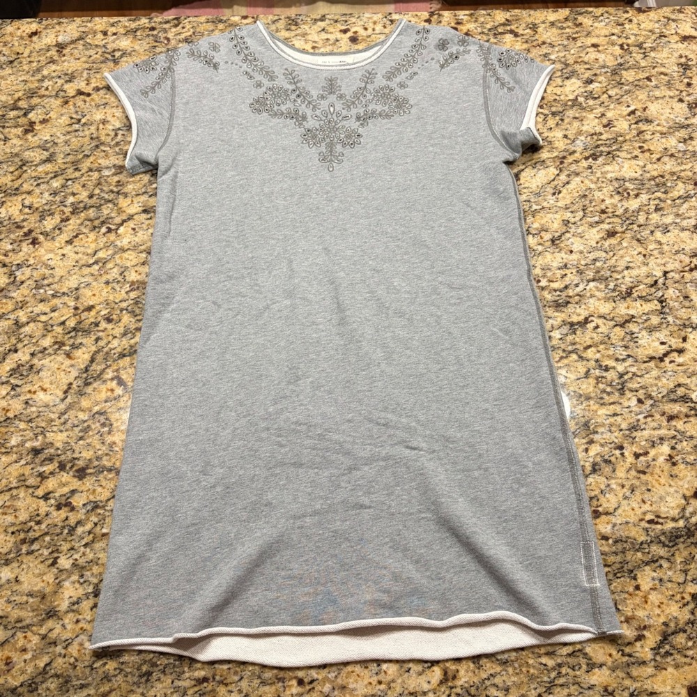 Rag & Bone JEAN Gray Embroidered Eyelet Sweatshirt Mini Dress S ws